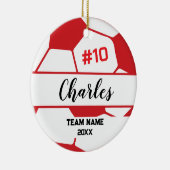 Voetbal-speler | Aangepast naamnummer & team Keramisch Ornament (Rechts)