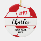 Voetbal-speler | Aangepast naamnummer & team Keramisch Ornament (Voorkant)