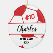 Voetbal-speler | Aangepast naamnummer & team Keramisch Ornament (Links)