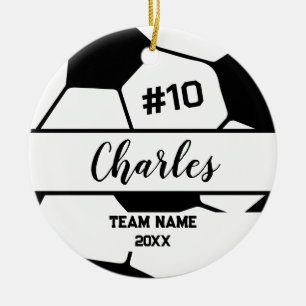 Voetbal-speler   Aangepast naamnummer & team Keramisch Ornament