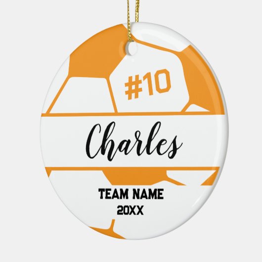 Voetbal-speler | Aangepast naamnummer & team Keramisch Ornament (Links)