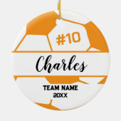 Voetbal-speler | Aangepast naamnummer & team Keramisch Ornament (Achterkant)