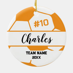 Voetbal-speler   Aangepast naamnummer & team Keramisch Ornament