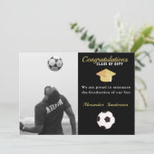 Voetbal speler afstuderen Foto feest Aankondiging (Staand voorkant)