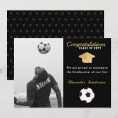 Voetbal speler afstuderen Foto feest Aankondiging (Voorkant / Achterkant)