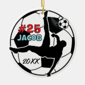voetbal speler football vakantie keepsake keramisch ornament (Voorkant)