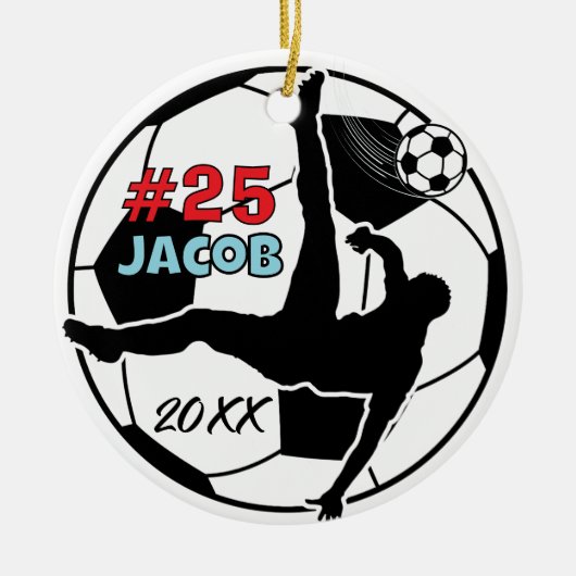 voetbal speler football vakantie keepsake keramisch ornament (Voorkant)
