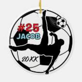 voetbal speler football vakantie keepsake keramisch ornament (Achterkant)