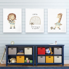 Voetbal Speler, Kinder aangepaste tekstnaam Muurkunst Sets