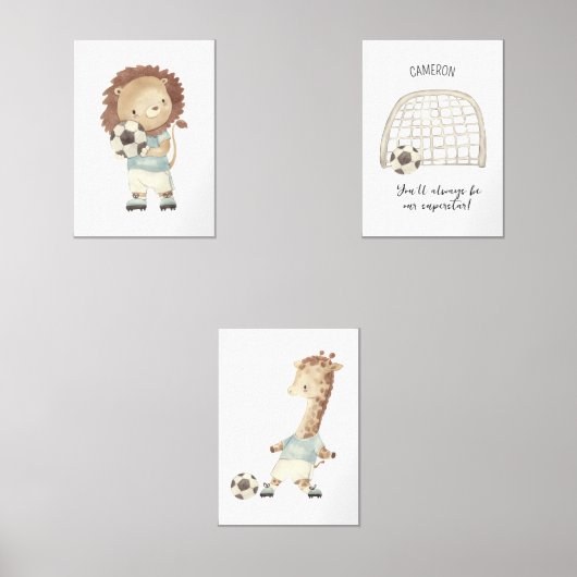 Voetbal Speler, Kinder aangepaste tekstnaam Muurkunst Sets (Voorkant)