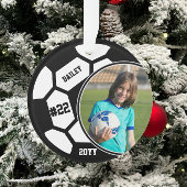 Voetbal Speler Naam Nummer Foto Keepsake Ornament