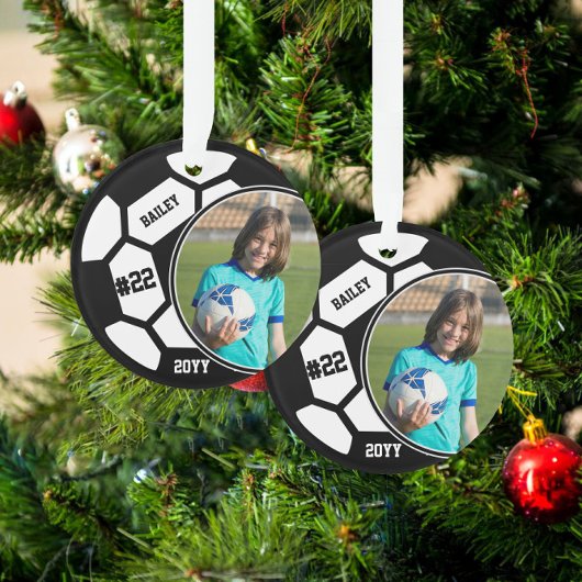 Voetbal Speler Naam Nummer Foto Keepsake Ornament