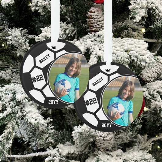 Voetbal Speler Naam Nummer Foto Keepsake Ornament