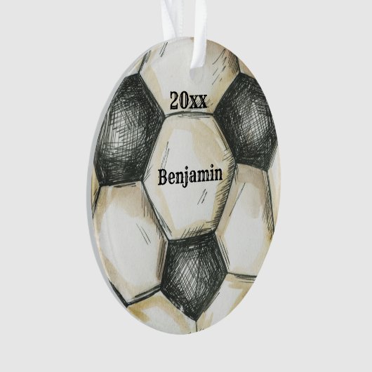 Voetbal-speler op maat van Kerstmis Ornament (voorkant)