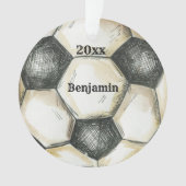 Voetbal-speler op maat van Kerstmis Ornament (voorkant)
