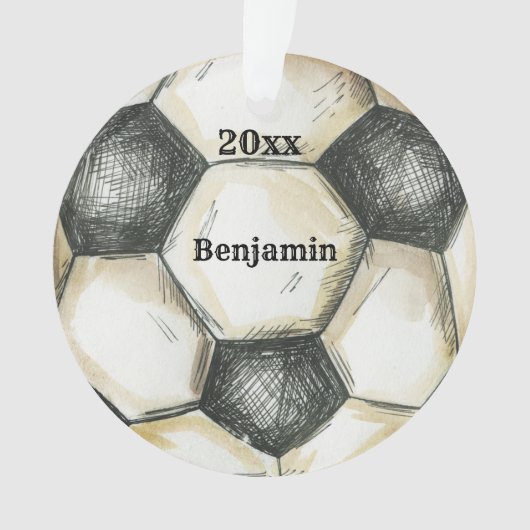 Voetbal-speler op maat van Kerstmis Ornament (voorkant)