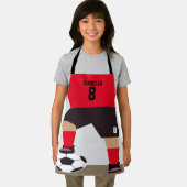 Voetbal Speler Schattige Rood Aangepast Naam Numme Schort (Insitu)