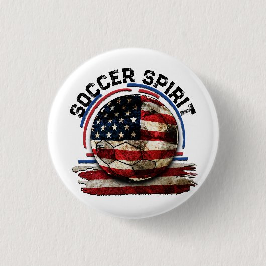 Voetbal Spirit USA, Nationaal Voetbal Team Ronde Button 3,2 Cm (Voorkant)