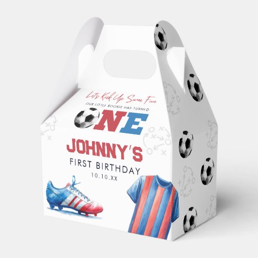 Voetbal Sport 1e Verjaardag Bedankdoosjes (Voorkant Zijde)