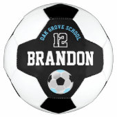 Voetbal Sport - Baby Blauw, Zwart en Wit (Voorkant)