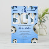 Voetbal Sport Baby shower Uitnodiging - Oh Boy (Staand voorkant)