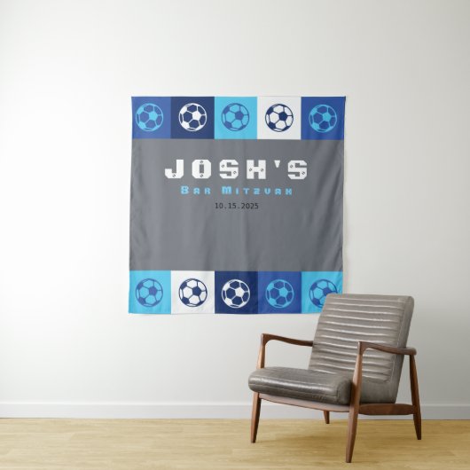 Voetbal Sport Bar Bat Mitzvah Photo-Op Achtergrond Wandkleed (In situ)
