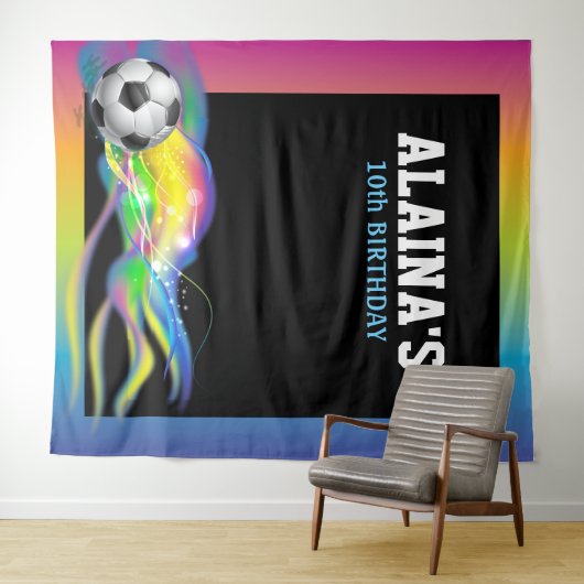 Voetbal Sport Bar Bat Mitzvah Photo-Op Achtergrond Wandkleed (In Situ (horizontaal))