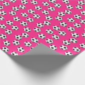 Voetbal sport Birthday Party roze Cadeaupapier (Hoek)