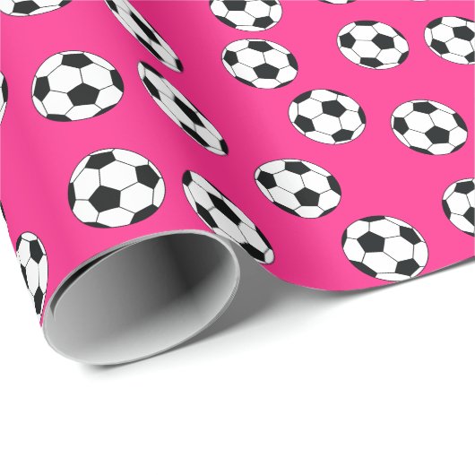 Voetbal sport Birthday Party roze Cadeaupapier (Rol Hoek)
