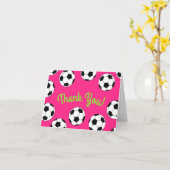 Voetbal sport Birthday party roze Dank je Kaart (Gele Bloem)