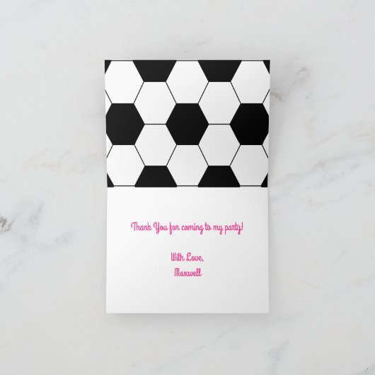 Voetbal sport Birthday party roze Dank je Kaart (Binnen)