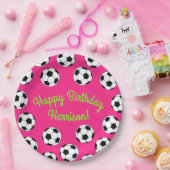 Voetbal sport Birthday Party roze Papieren Bordje (Feest)