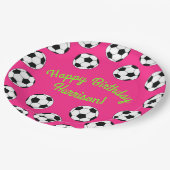 Voetbal sport Birthday Party roze Papieren Bordje (Gekanteld)