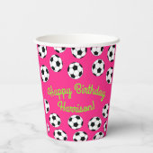 Voetbal sport Birthday party roze papieren kopjes Papieren Bekers (Achterkant)