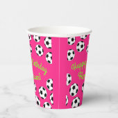 Voetbal sport Birthday party roze papieren kopjes Papieren Bekers (Rechts)