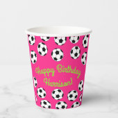 Voetbal sport Birthday party roze papieren kopjes Papieren Bekers (Voorkant)
