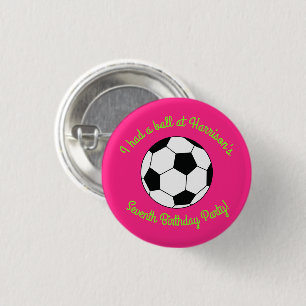 Voetbal sport Birthday Party roze Ronde Button 3,2 Cm