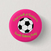 Voetbal sport Birthday Party roze Ronde Button 3,2 Cm (Voorkant)