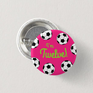 Voetbal sport Birthday Party roze Ronde Button 3,2 Cm