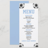 Voetbal Sport Blauw Baby shower Voedsel Menu (Voorkant / Achterkant)