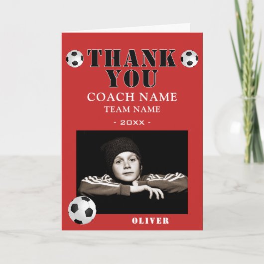 Voetbal Sport Foto Coach Bedankkaart (Voorkant)