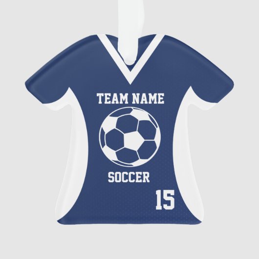 Voetbal Sport Jersey Blauw met Foto Ornament (voorkant)