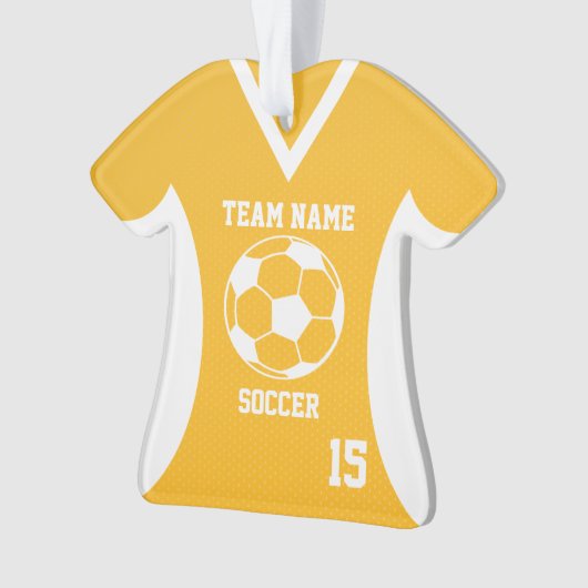 Voetbal Sport Jersey Goud met Foto Ornament (voorkant)