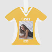 Voetbal Sport Jersey Goud met Foto Ornament (achterkant)