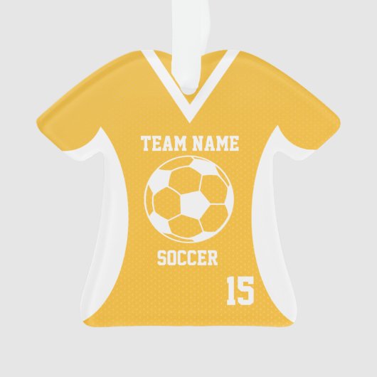 Voetbal Sport Jersey Goud met Foto Ornament (voorkant)