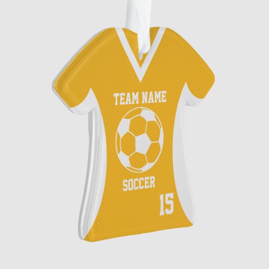 Voetbal Sport Jersey Goud met Foto Ornament (voorkant)