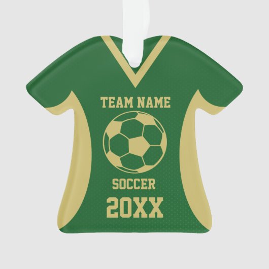 Voetbal Sport Jersey Groen en Goud Ornament (voorkant)