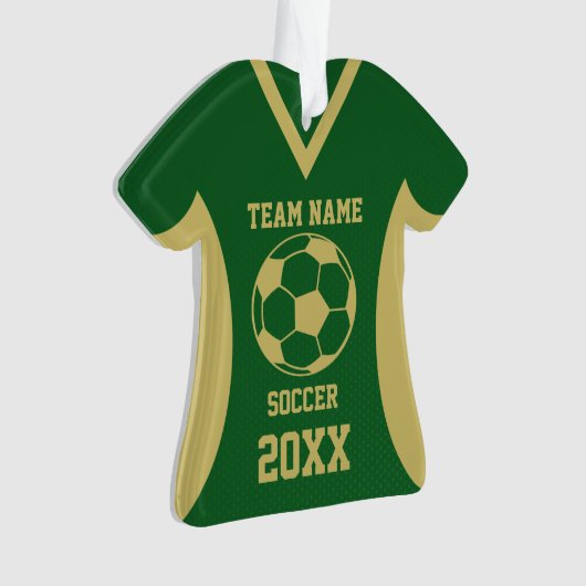 Voetbal Sport Jersey Groen en Goud Ornament (voorkant)