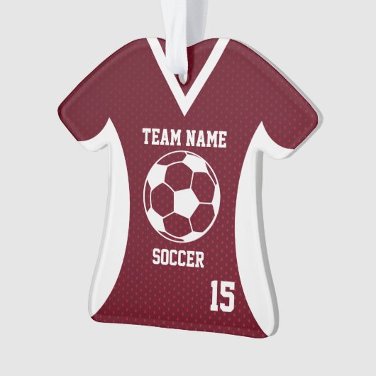 Voetbal Sport Jersey Maroon met Foto Ornament (voorkant)