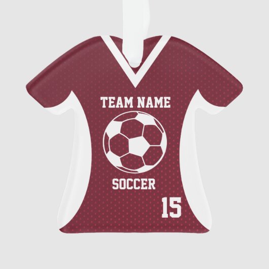Voetbal Sport Jersey Maroon met Foto Ornament (voorkant)
